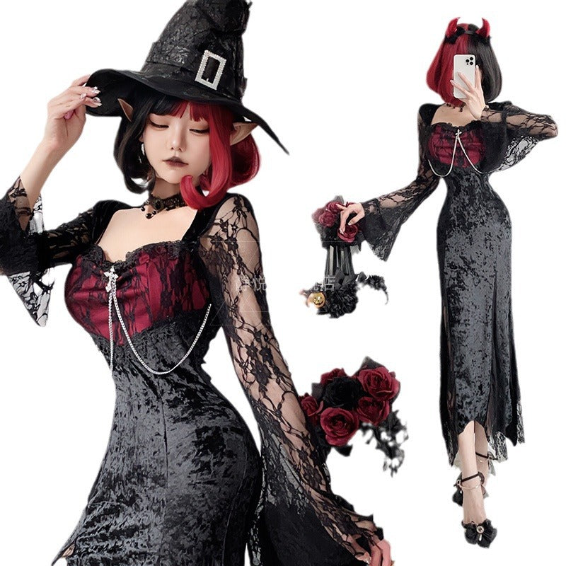 Gothic Halloween Costume Black Dress
