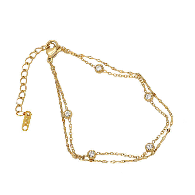 Double flash Diamond titanium steel bracelet