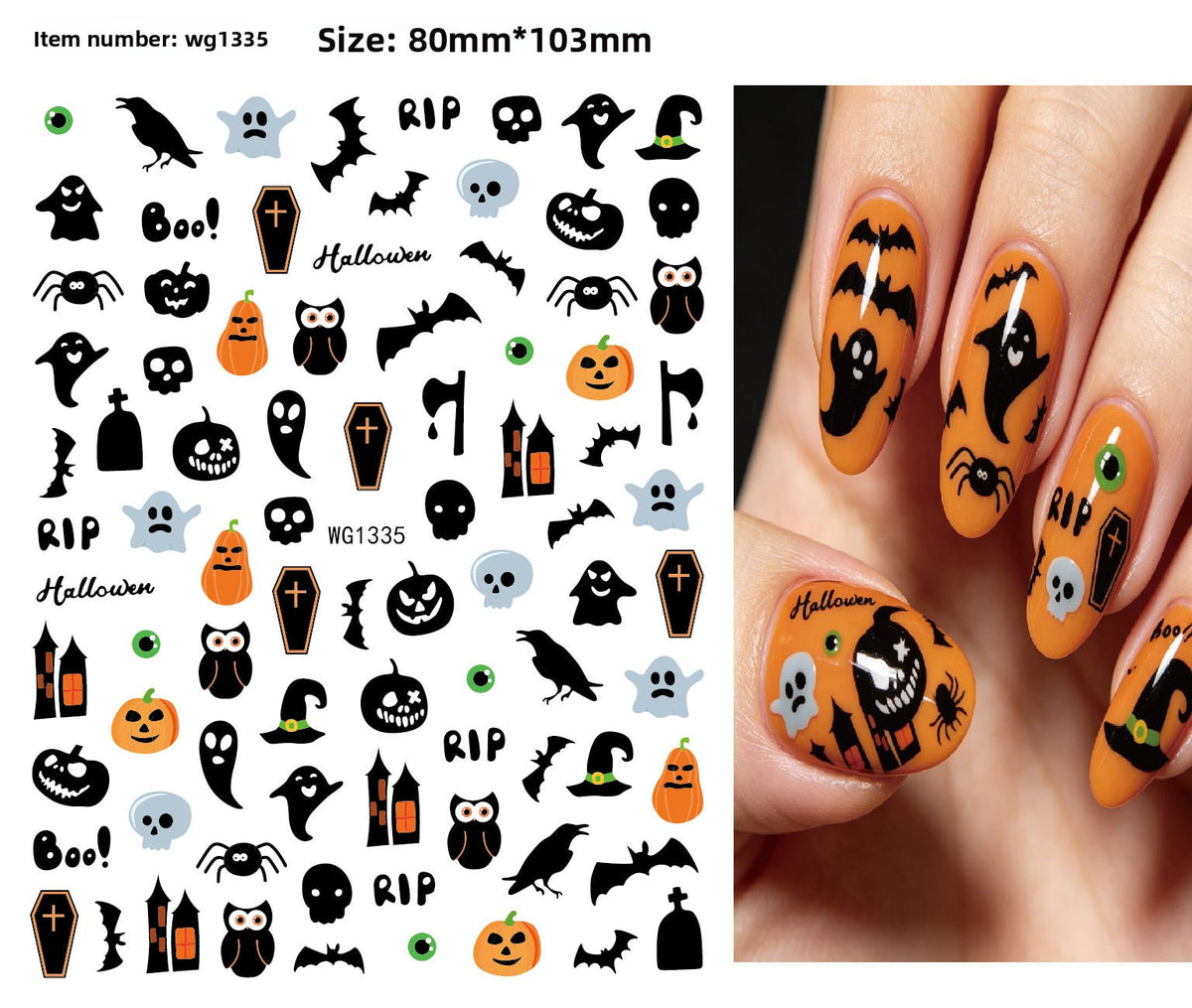 Assorted Halloween nail stickers Pack of 4 w