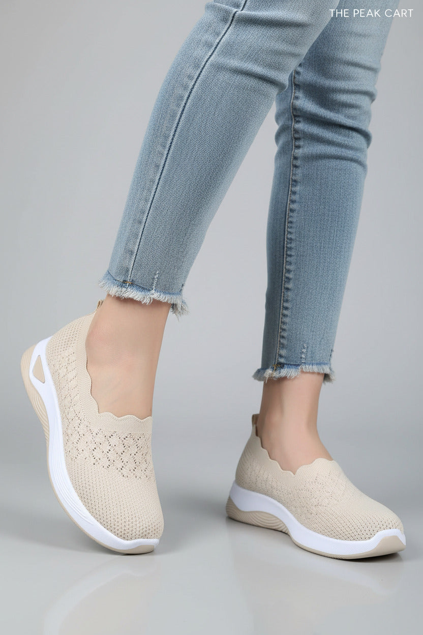Fly-Knit Mesh Slip-On Walking Shoes for Women