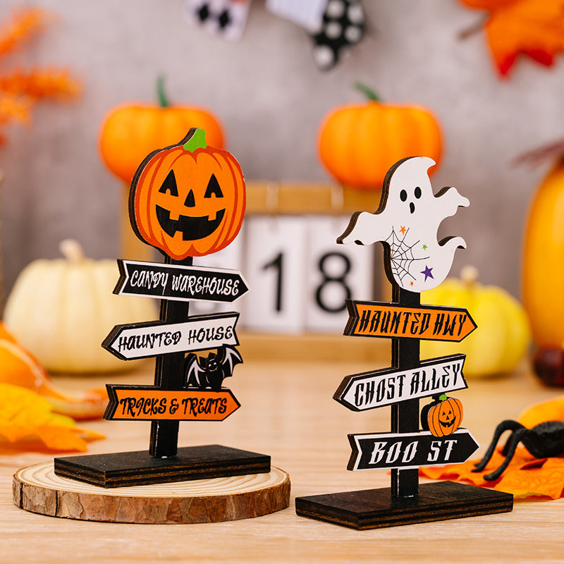 Wooden Ornaments Tree-Shaped Ghost Table
