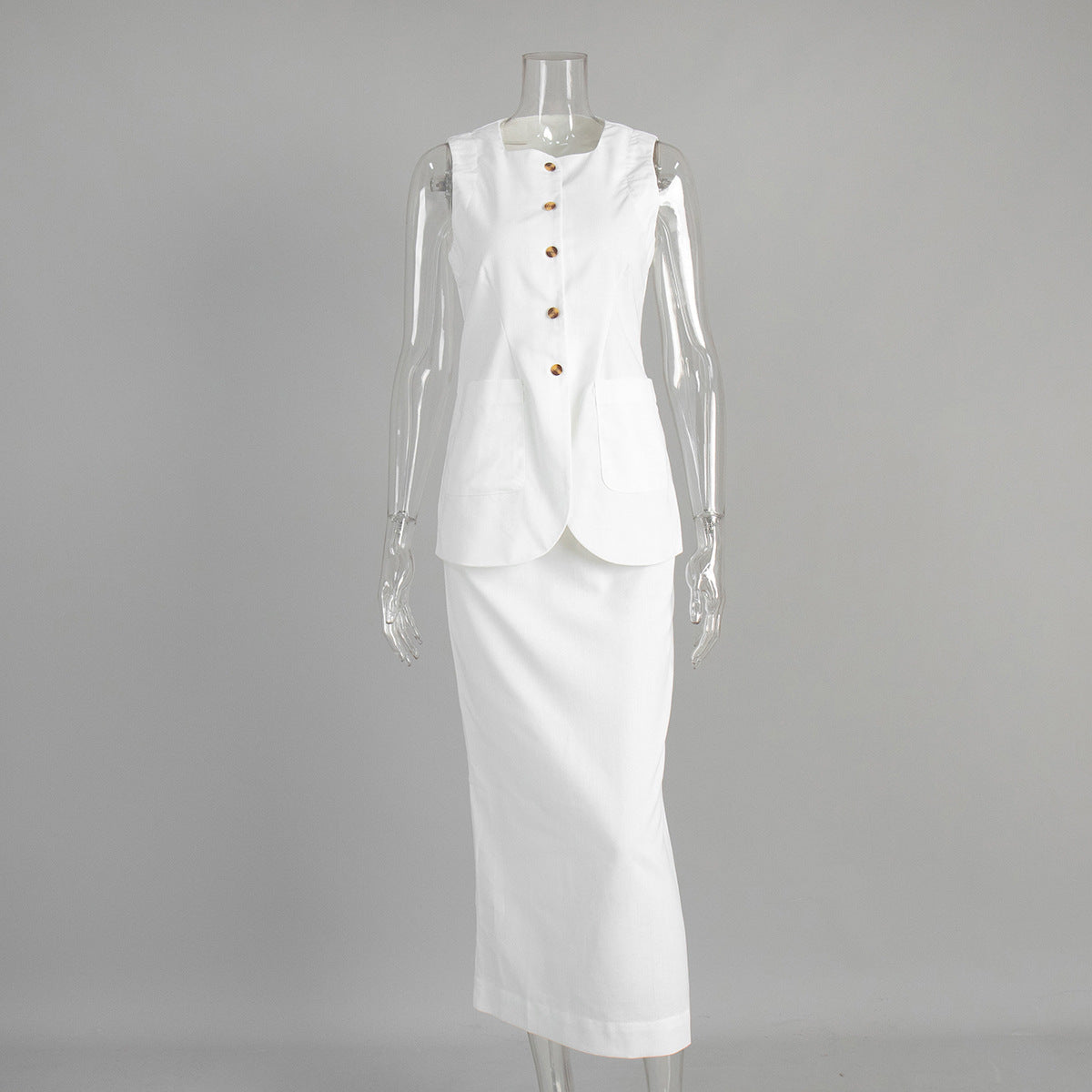 Sleeveless Vest and High Waist Skirt Set