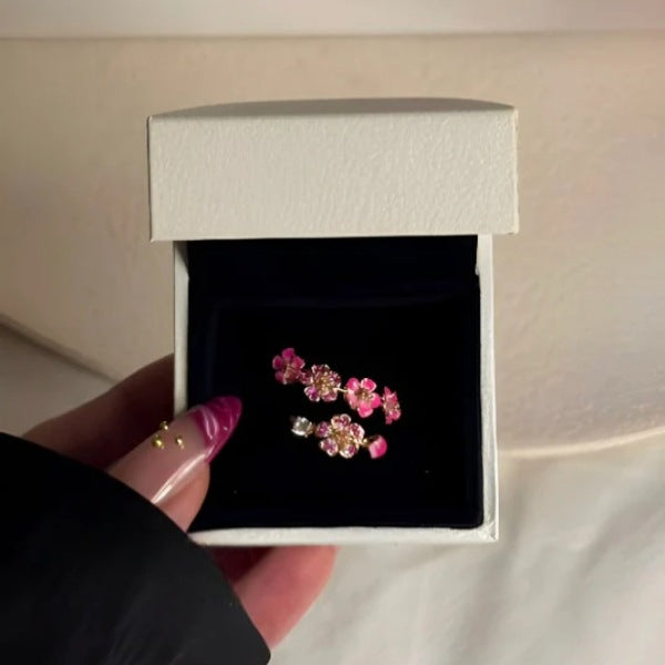 Luxury-Style Peach Blossom Opened Adjustable Ring