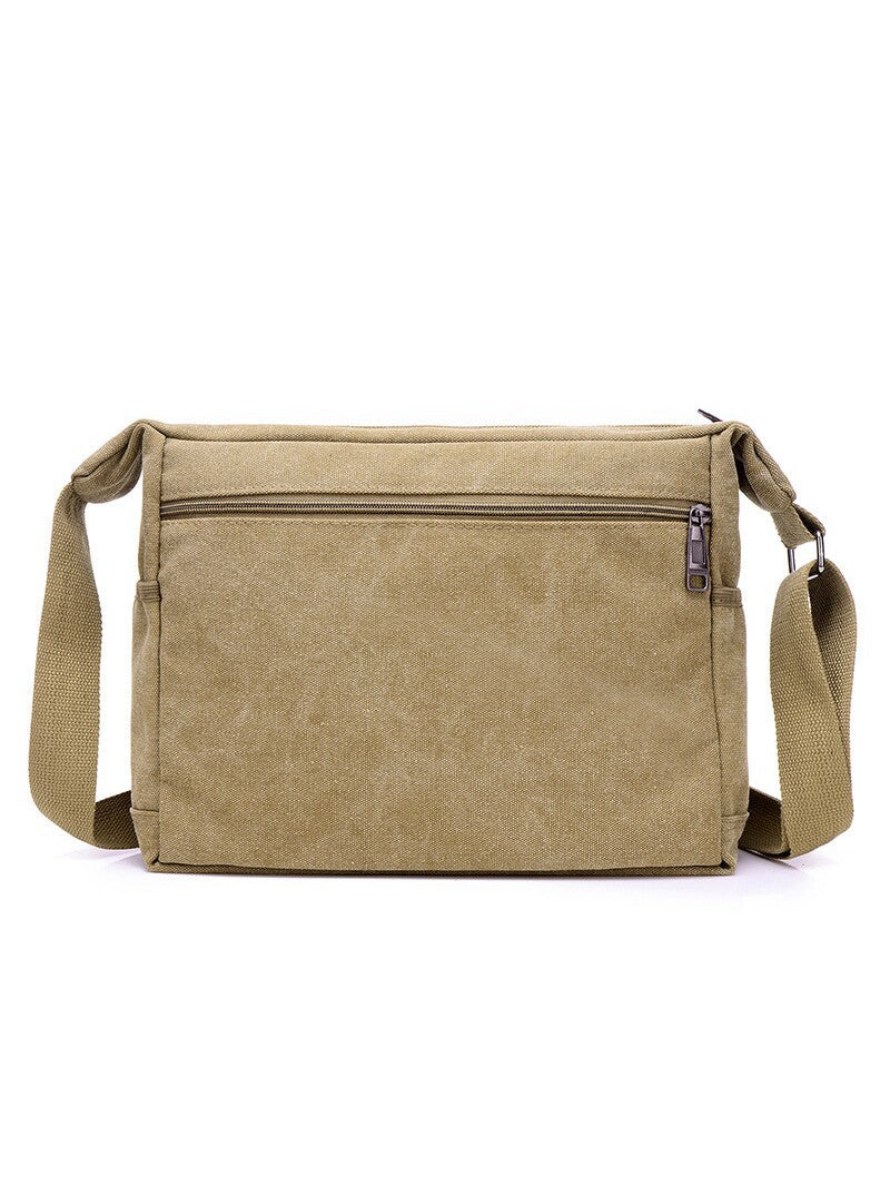 Canvas Crossbody Bag with Multiple Compartments