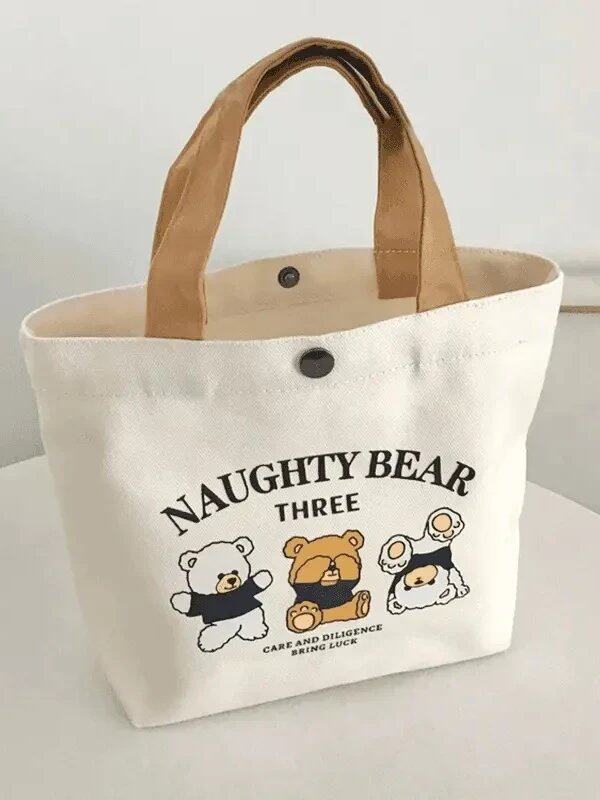 Bear Canvas Bag Student Tote Bag