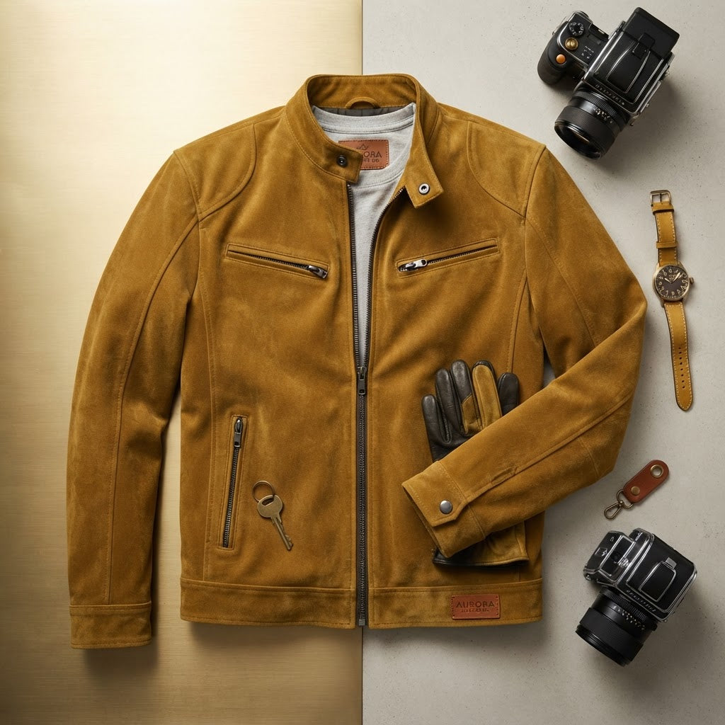 Men's Stand Collar Synthetic Leather Moto Jacket - product image 16