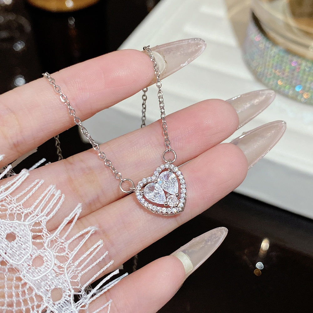Titanium Steel Zircon Necklace with Geometric Pendant