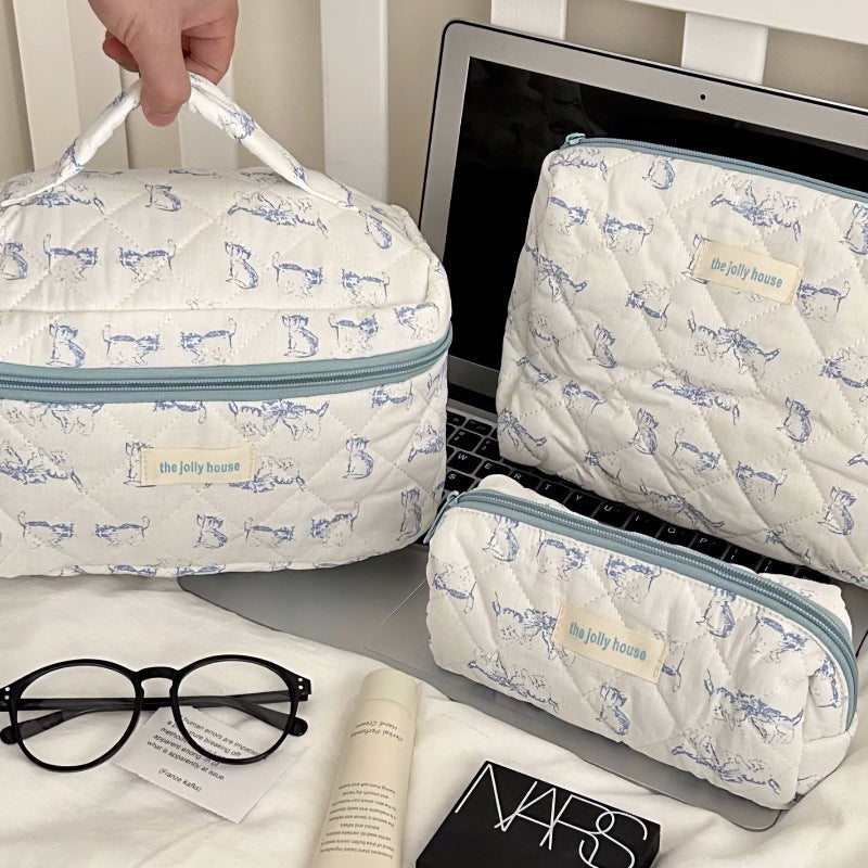 Cute Bow Makeup Bag Women Large Capacity Storage Pencil Case