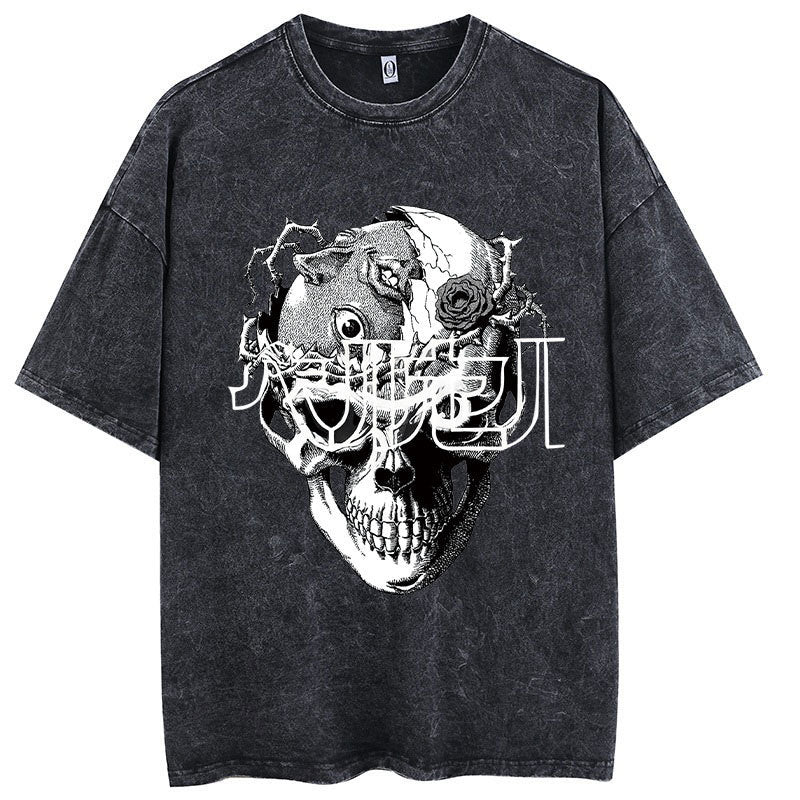 Casual Short-Sleeve T-shirt with Anime-Inspired Berserk Prints
