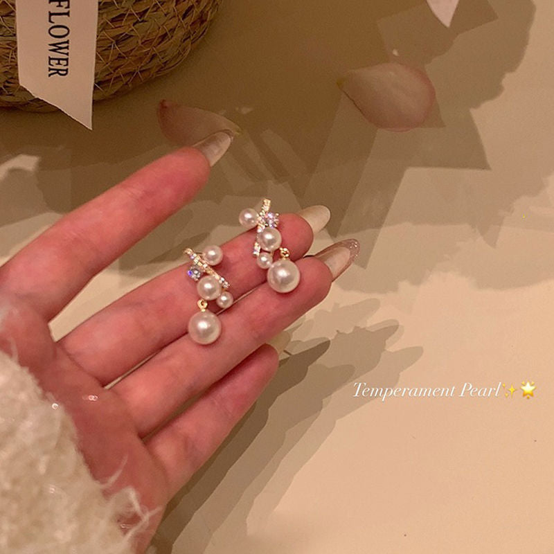 Lustre Bloom Silver Pearl Earrings