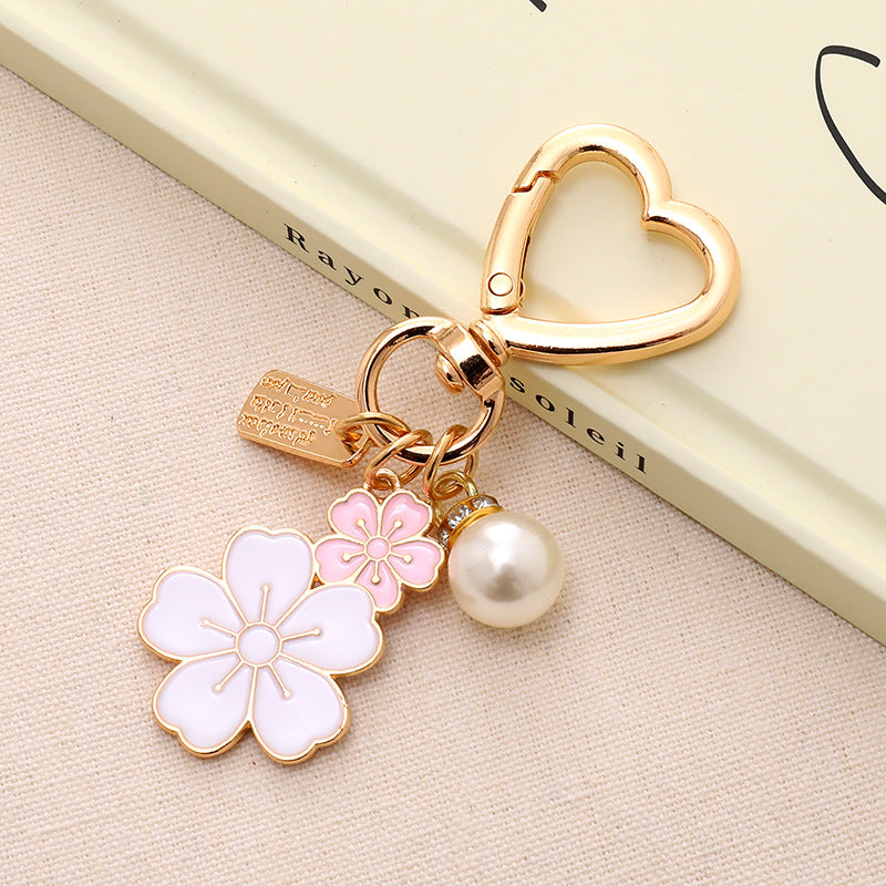 Pearl necklace pendant bag charm