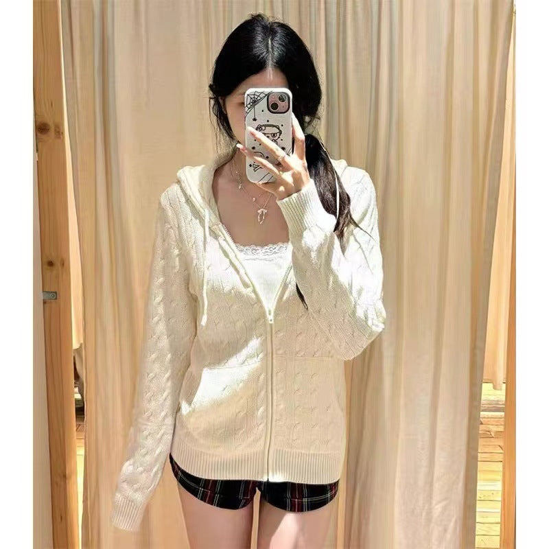 Liora Cable Knit Zipper Hoodie