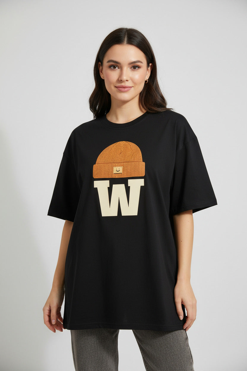Cotton Right Shoulder Short-Sleeved T-shirt