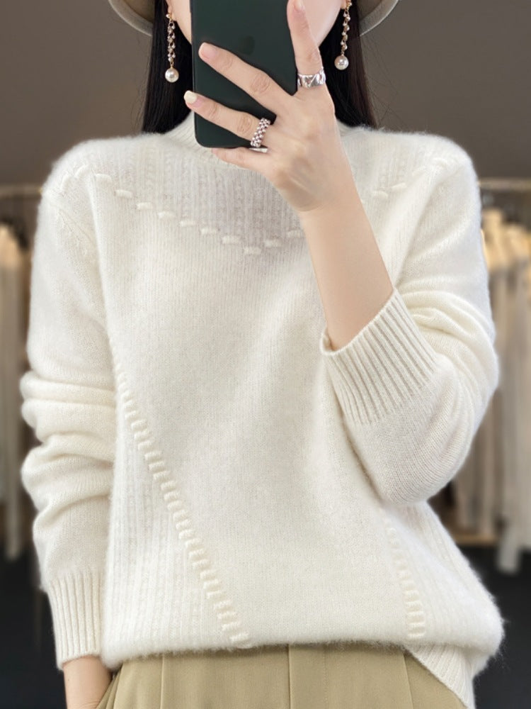 Womens Half Turtleneck Jacquard Knit Sweater