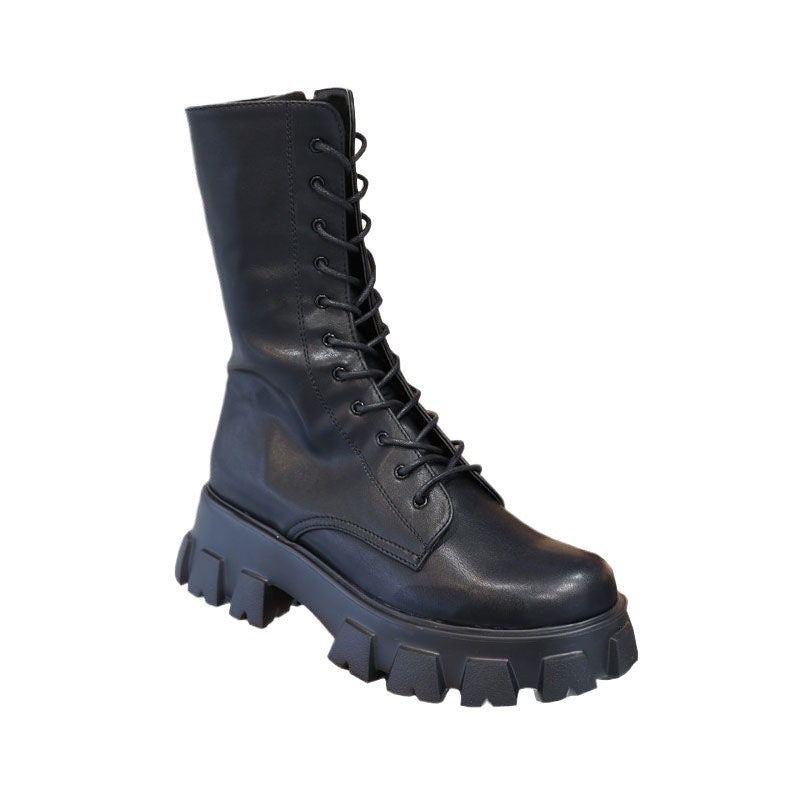 Platform Lace-Up Ankle Boots