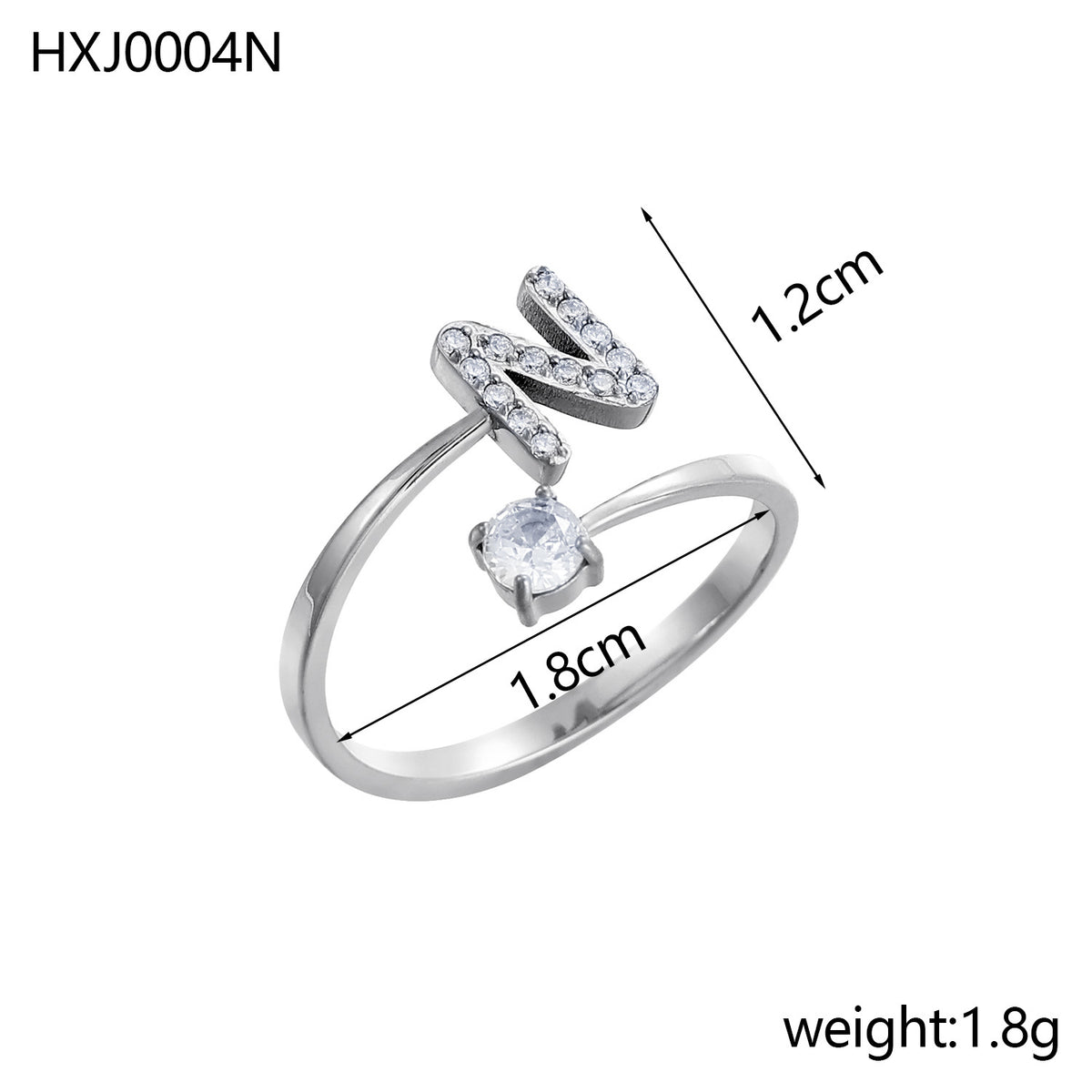 Letter Open Ring with Diamond Accents