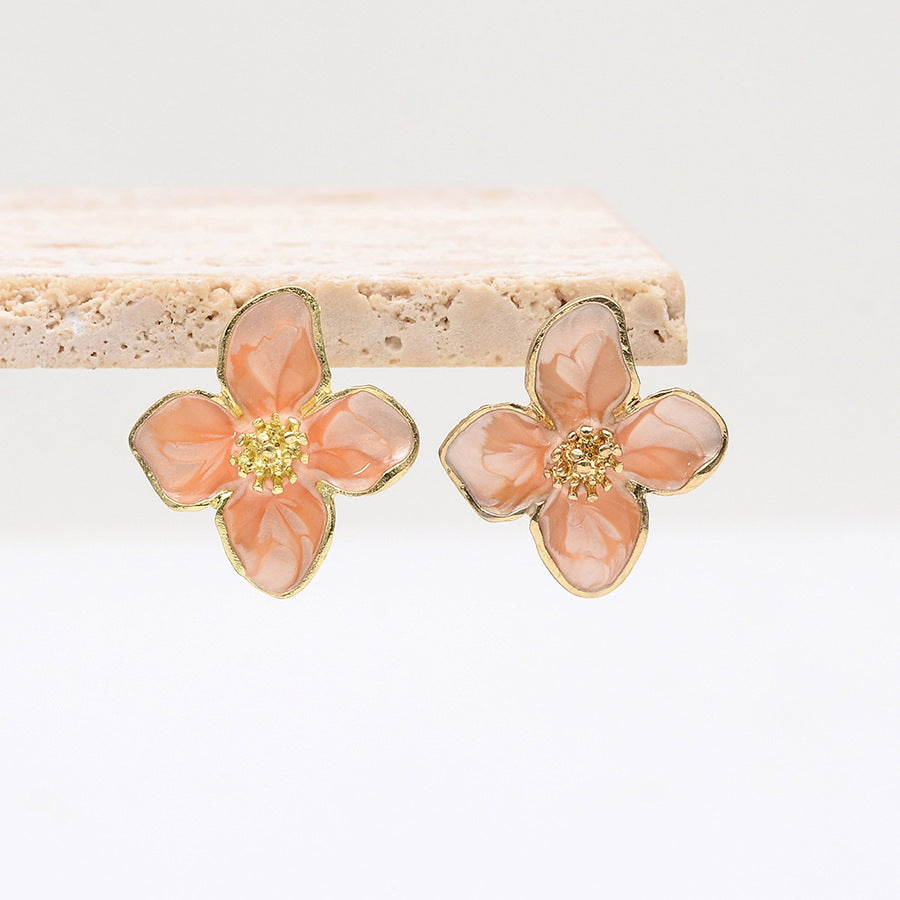 Korean version of green flower earrings