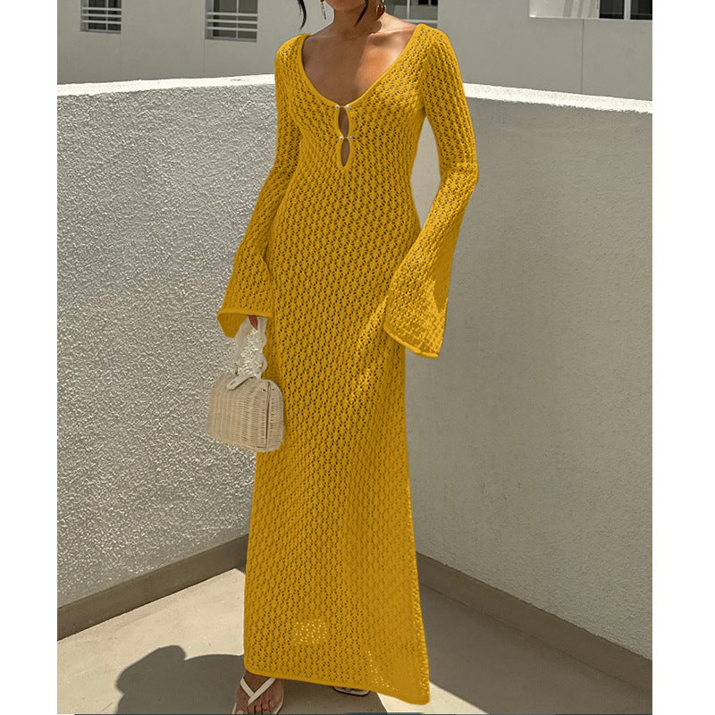 Sheer-textured long dress