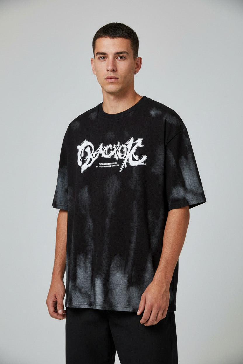 Dyed T-shirt with Heavy Embroidery Short Sleeve