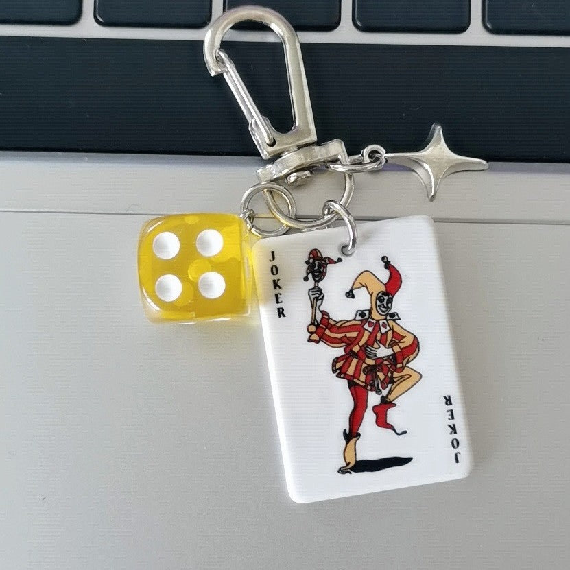 Poker Dice Metal Keychain Pendant