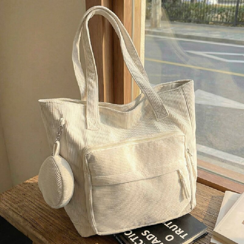 Velvetline Corduroy Bucket Tote Bag