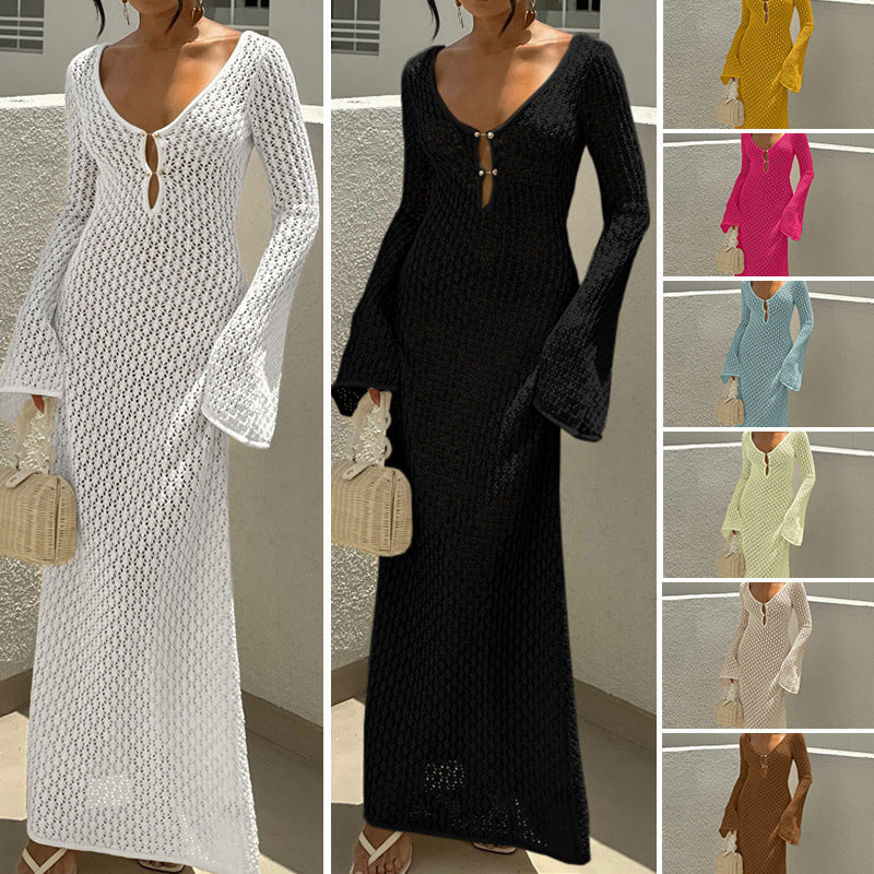 Sheer-textured long dress
