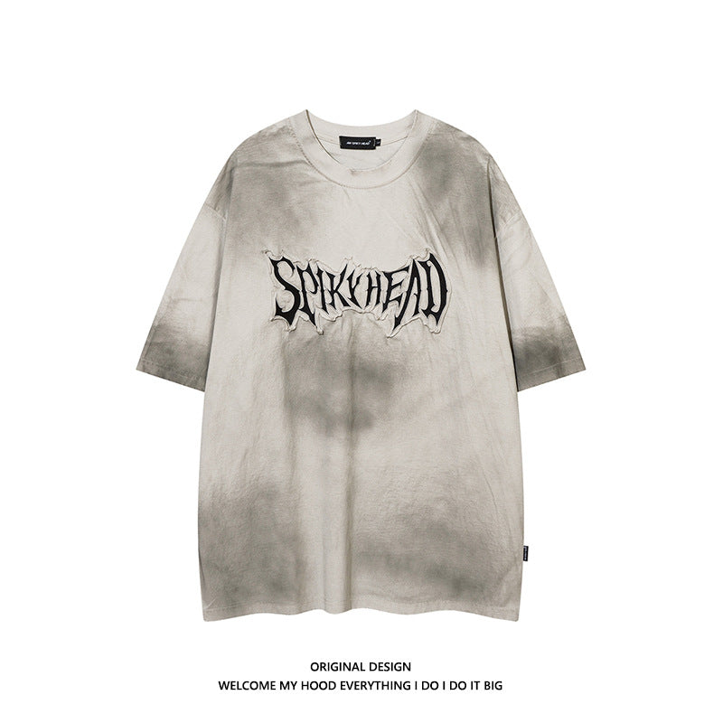 Embroidery Short-Sleeved T-Shirt with Patch Design