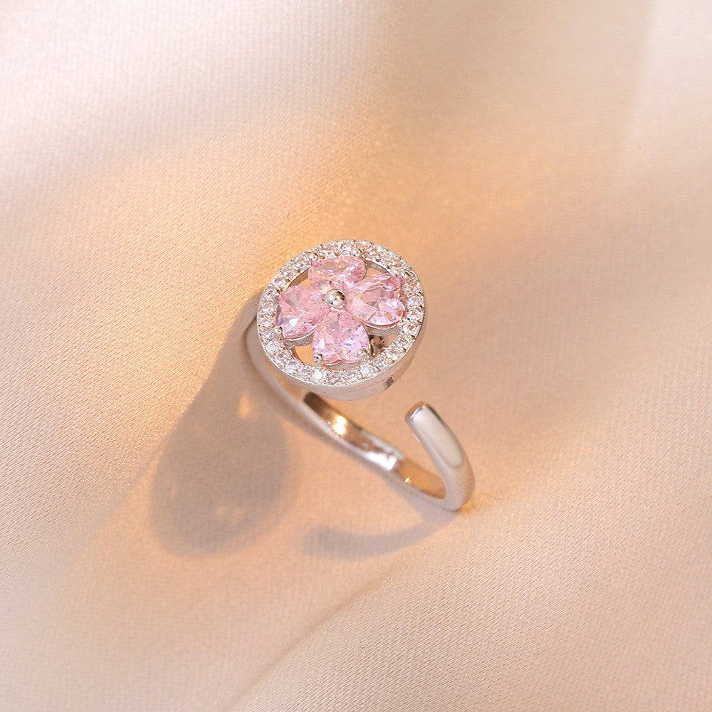Adjustable Spinning Zircon Copper Ring
