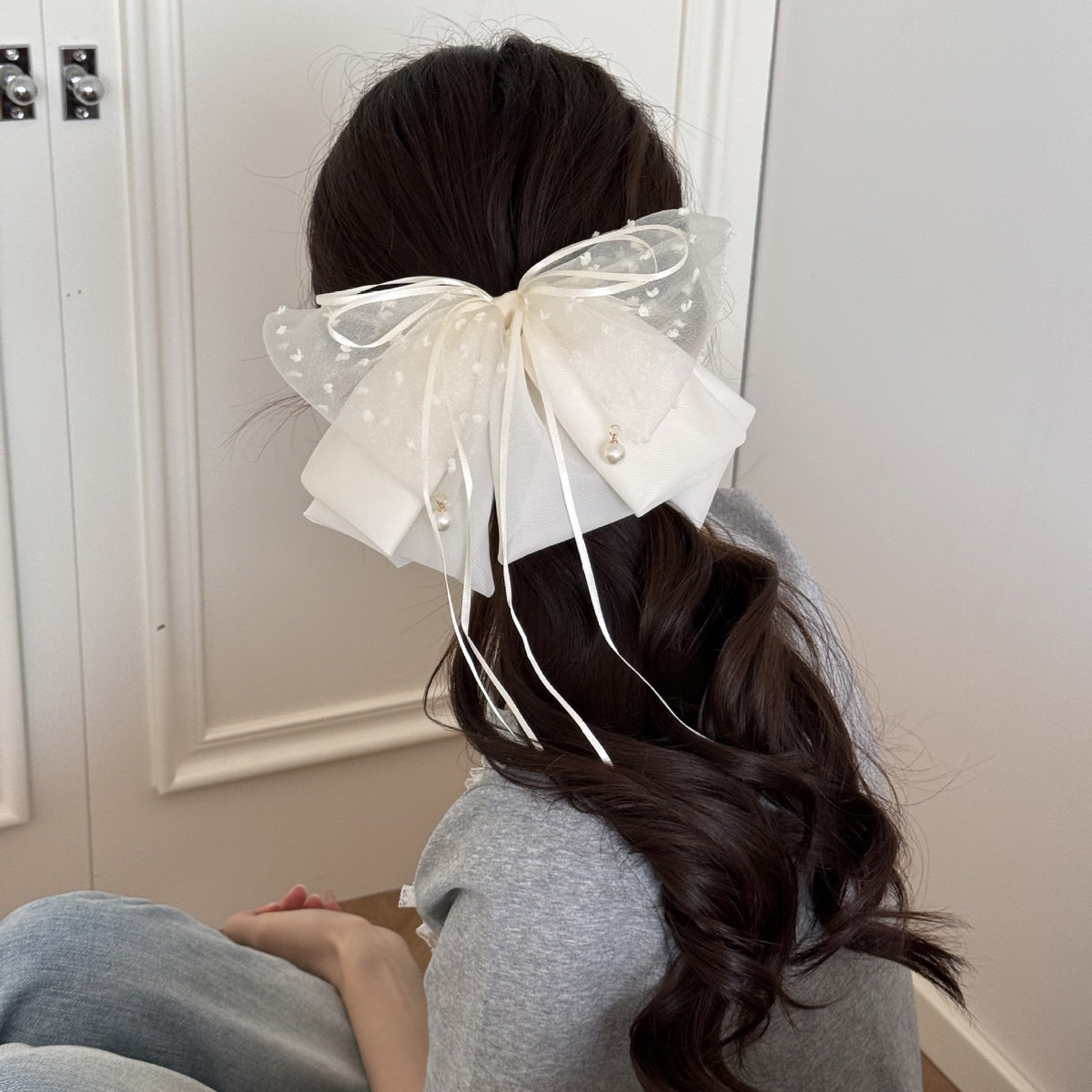 Elegant Bow Crystal Hair Claw Clip