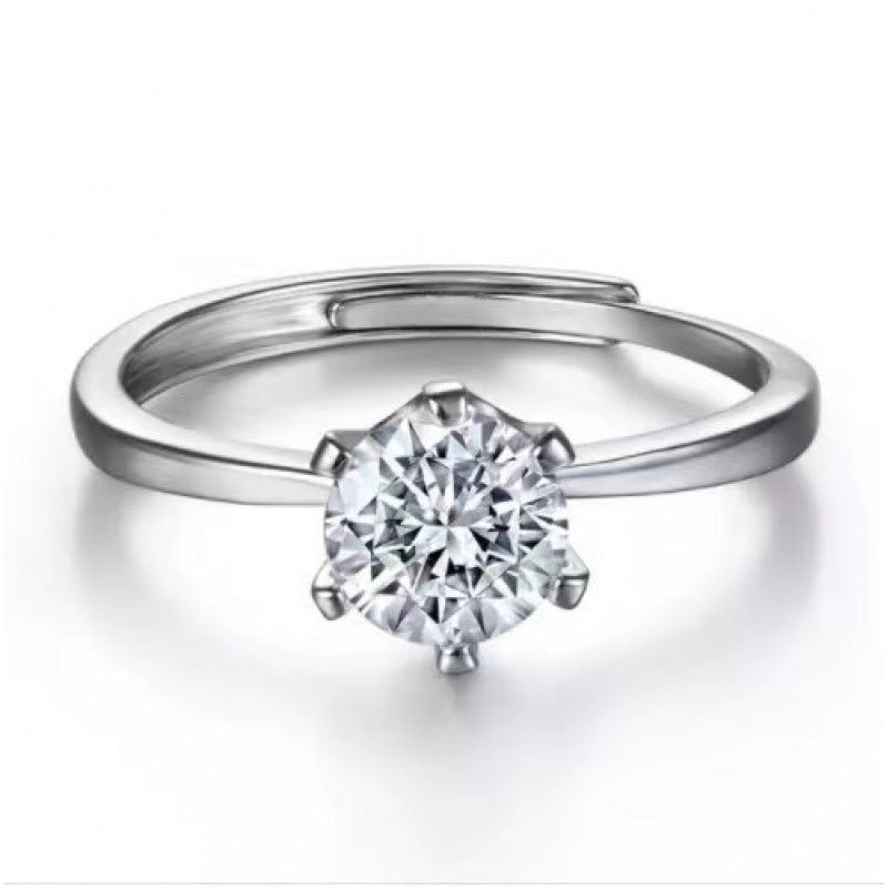 Radiant Hearts Diamond Simulant Adjustable Ring