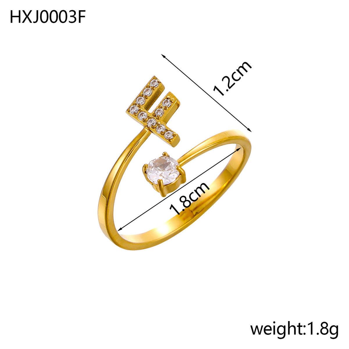 Letter Open Ring with Diamond Accents