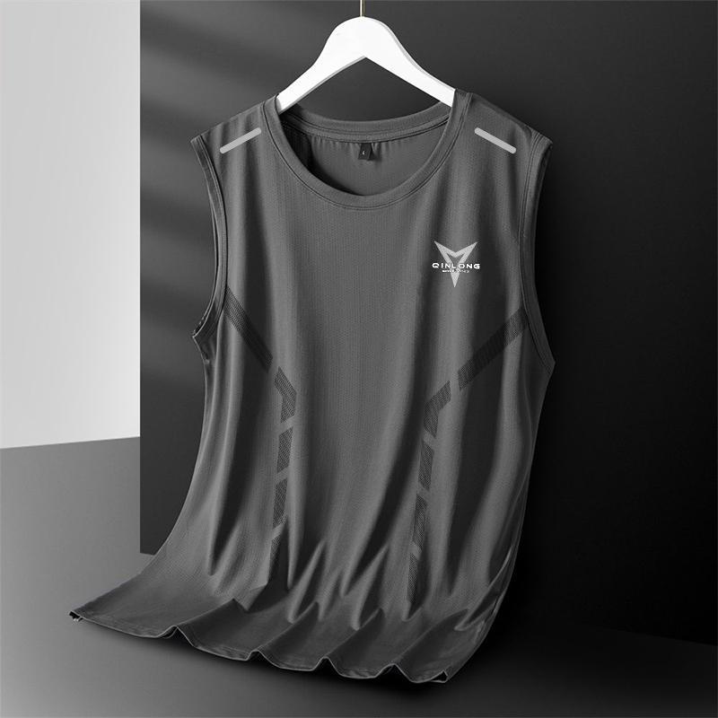 Men's Quick-Dry Mesh Sports Vest with Geometric Patterns
