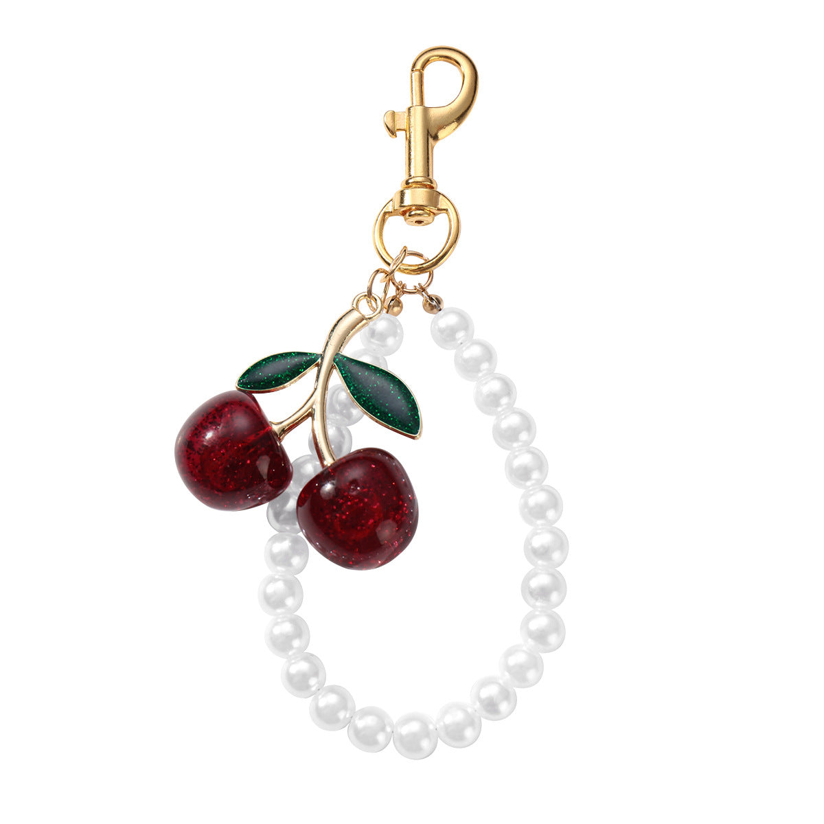 Exquisite handmade cherry keychain pendant