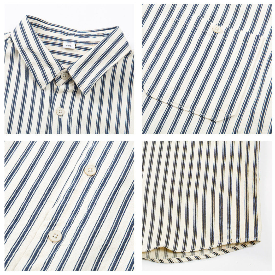 Mens Striped Long Sleeve Shirt - Comfortable Cotton Blend
