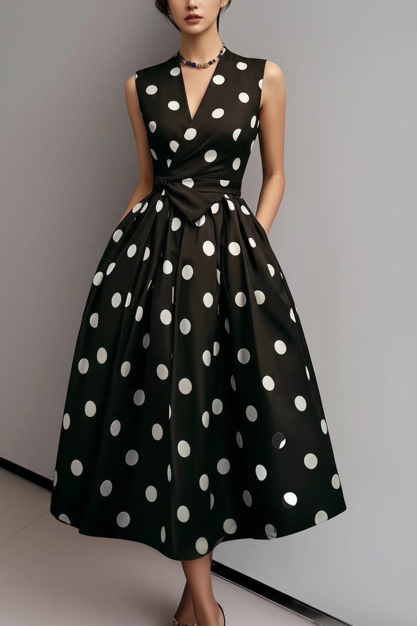 Celeste Polka Dot Waist Dress