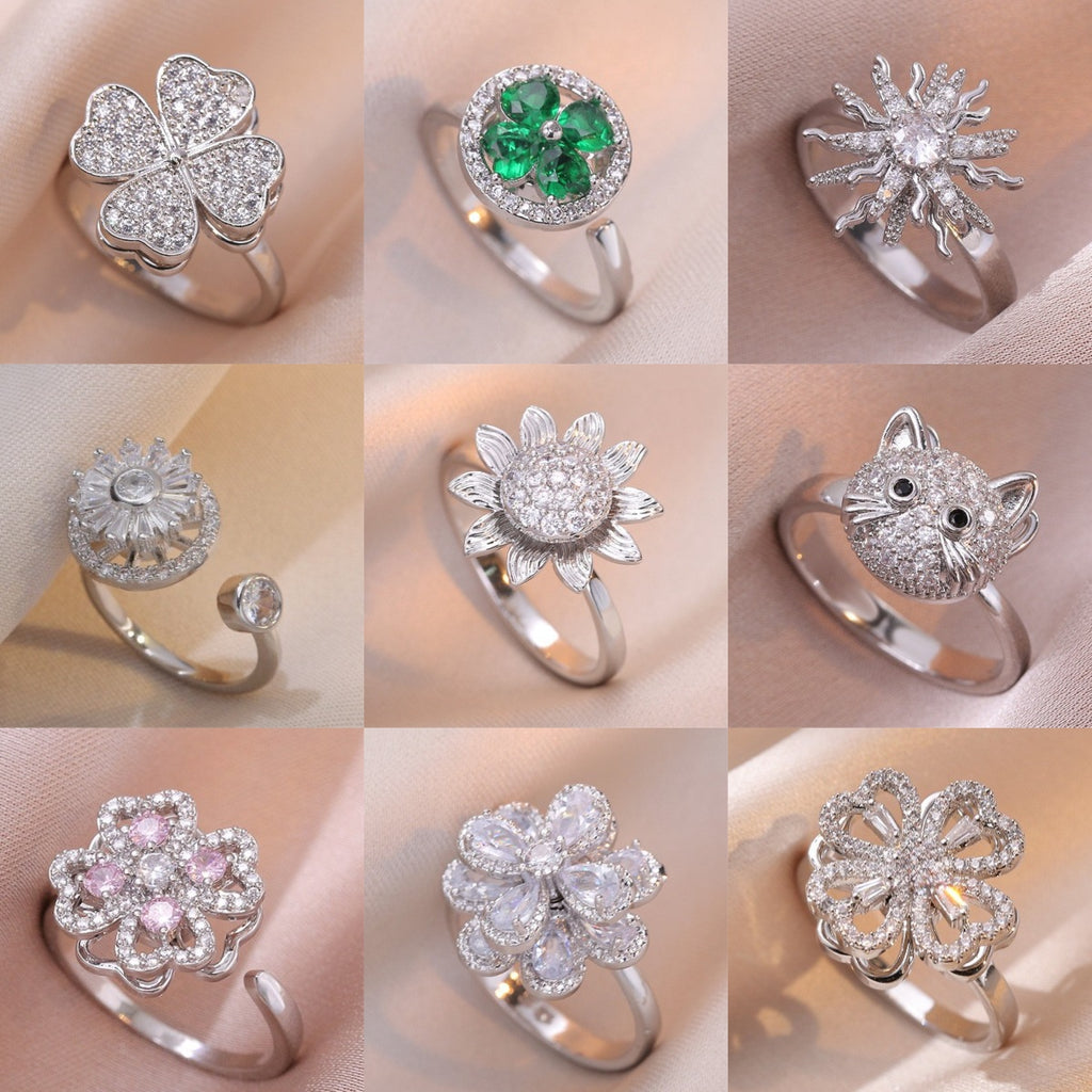 Adjustable Spinning Zircon Copper Ring