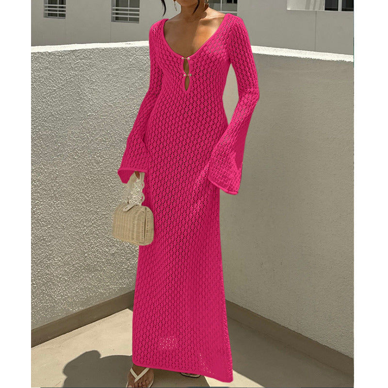 Sheer-textured long dress