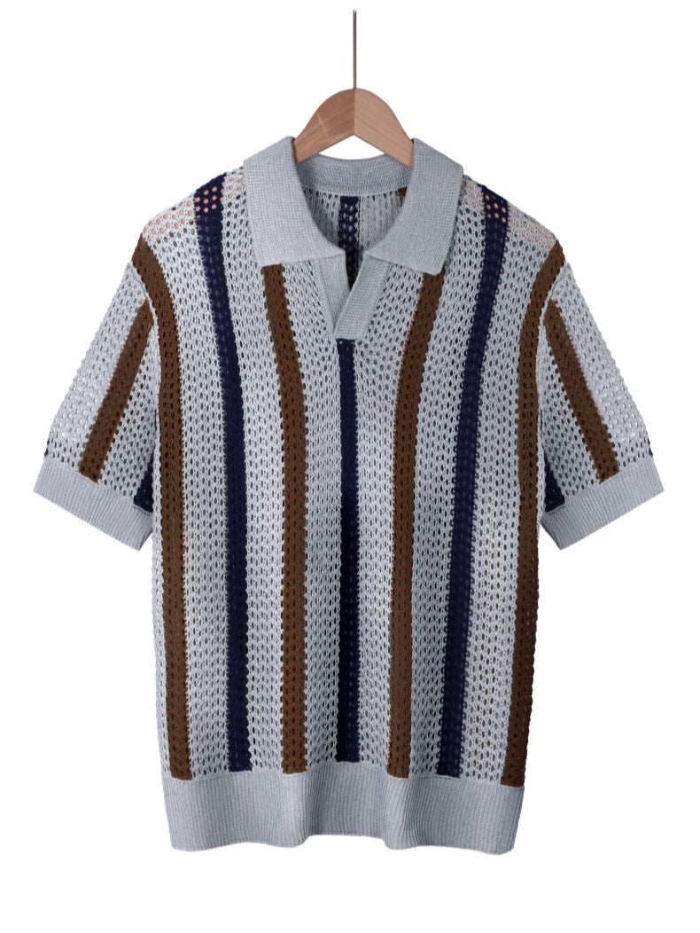 Geometric Color Block Polo Shirt