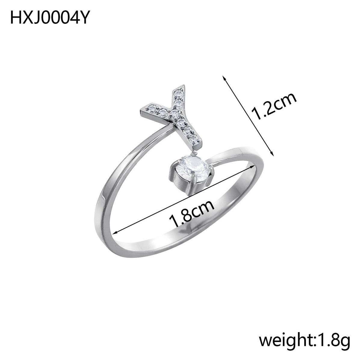 Letter Open Ring with Diamond Accents