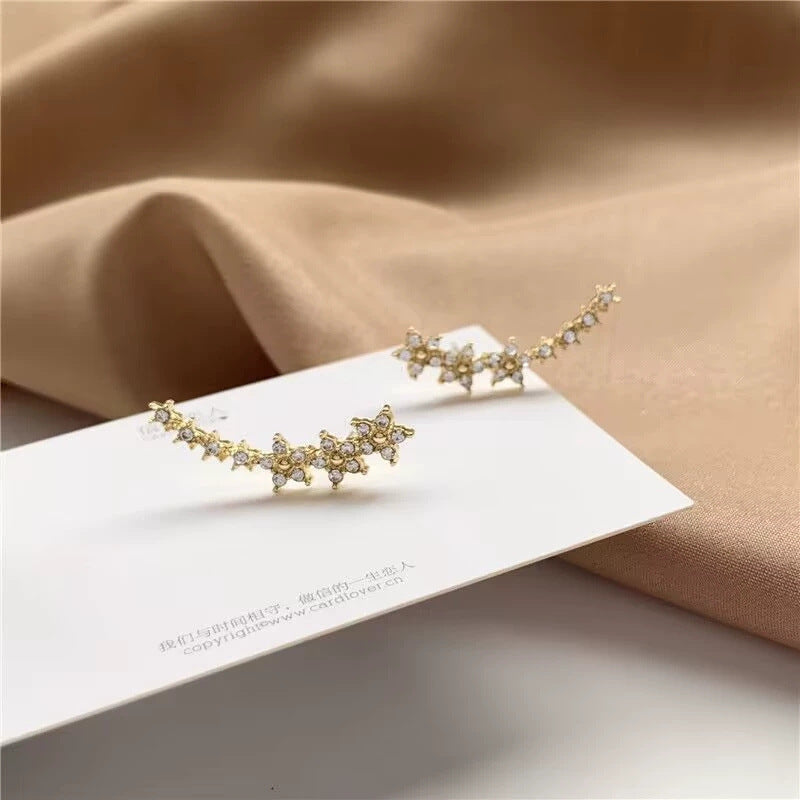Geometric Baby Breath Diamond Stud Earrings