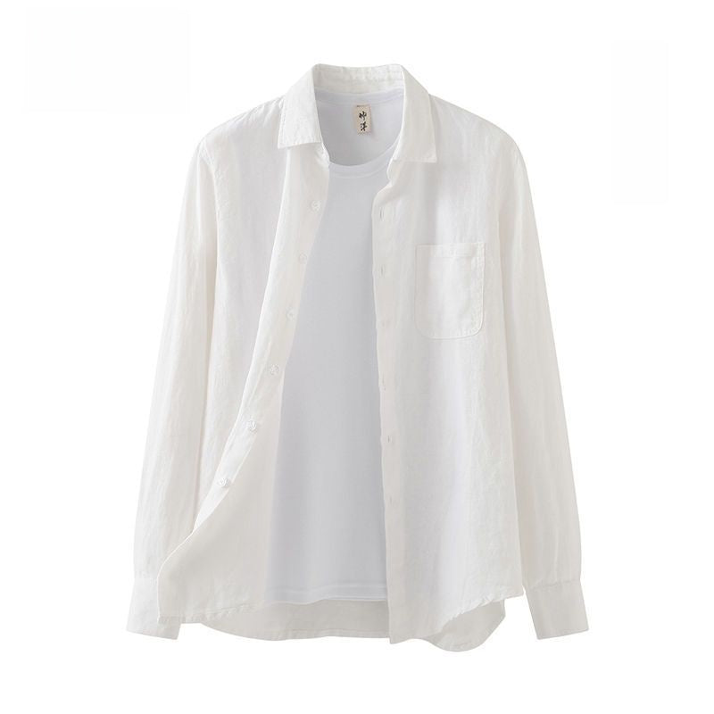 Men’s Casual Linen Long-Sleeve Shirt – Lightweight Button-Up Top