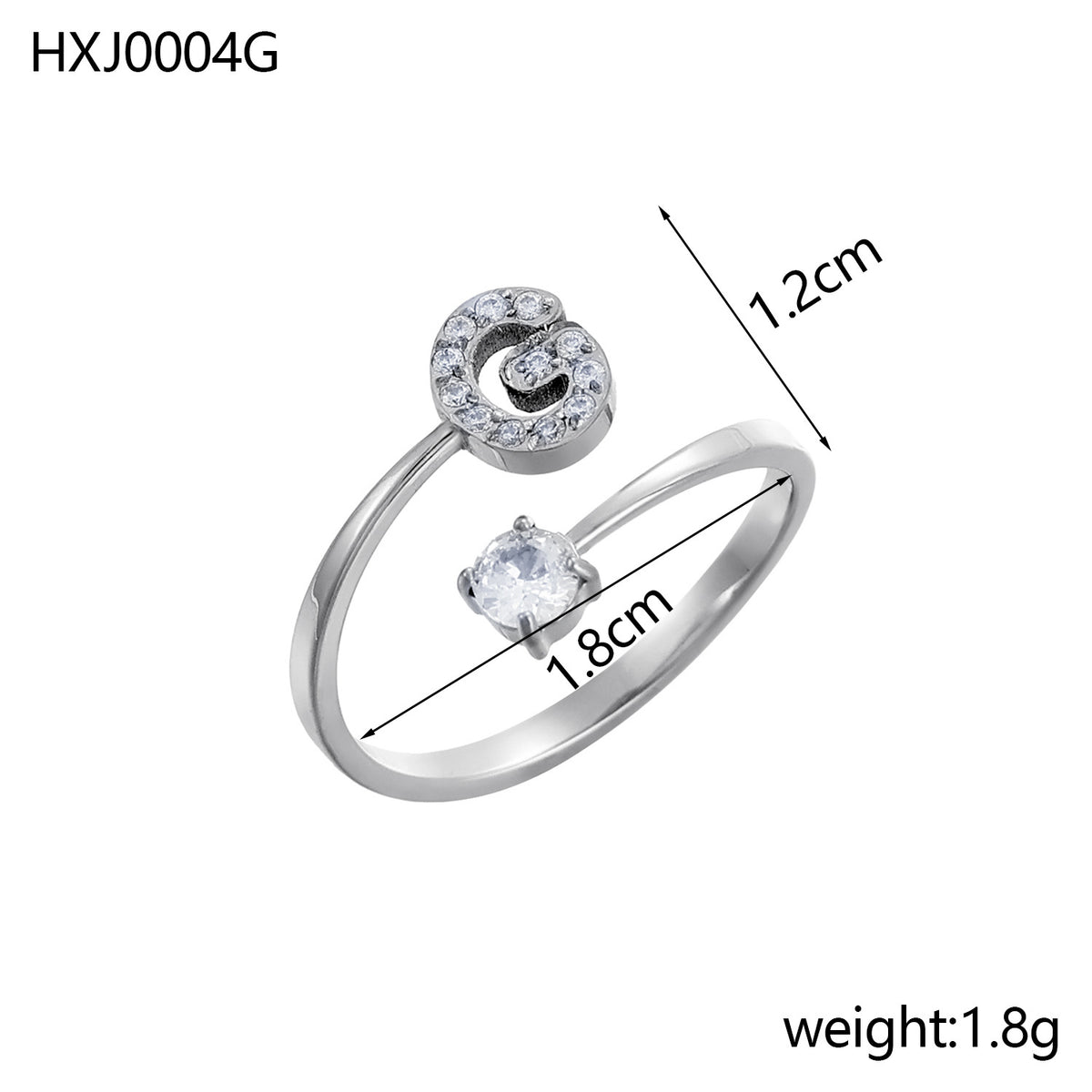 Letter Open Ring with Diamond Accents
