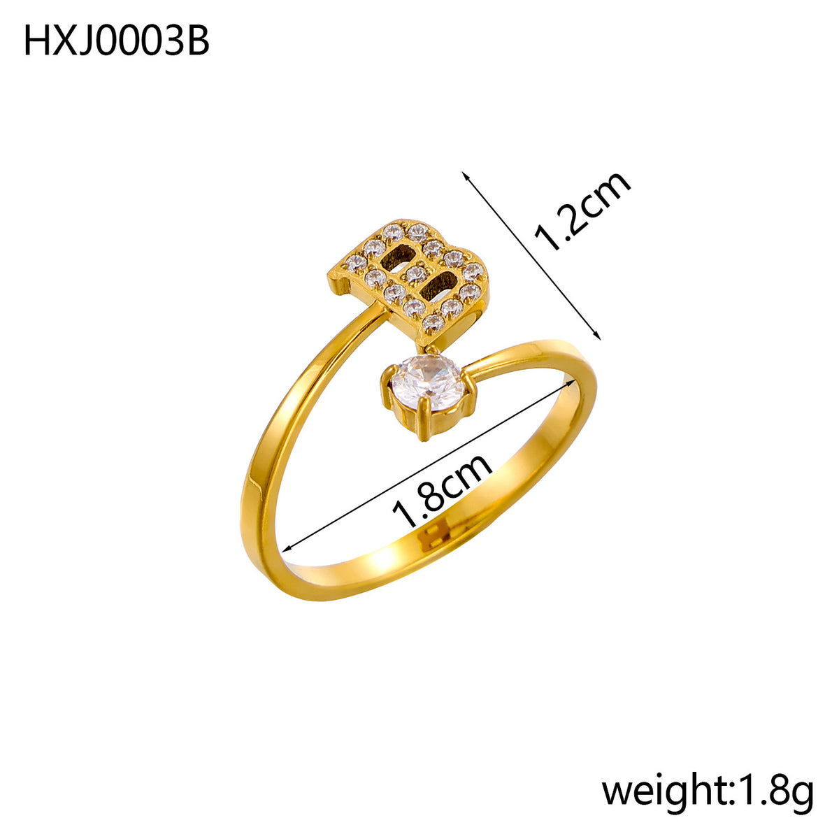 Letter Open Ring with Diamond Accents