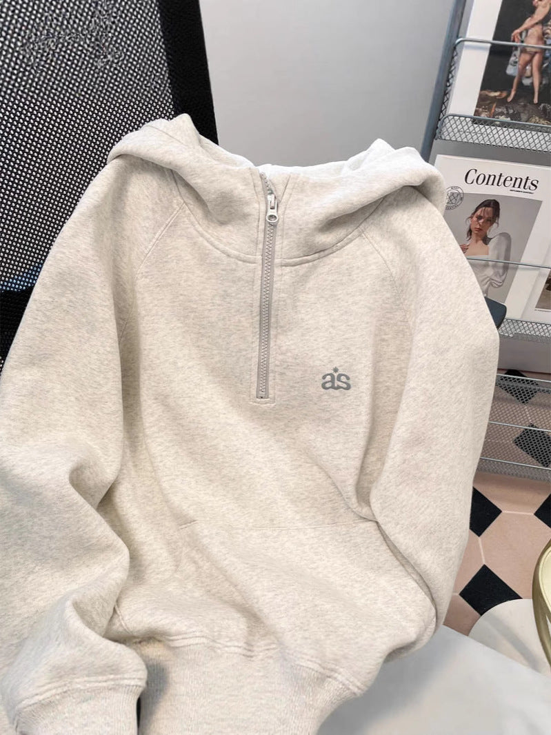 Half-Zip Fleece-Lined Hooded Sweatshirt