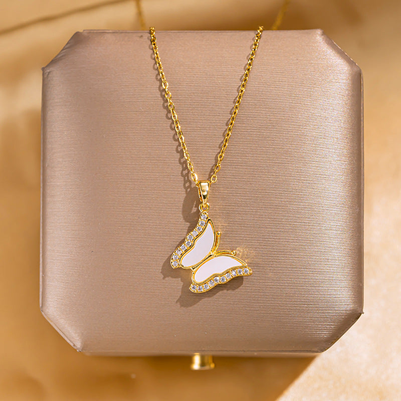 Butterfly Pendant Titanium Steel Necklace