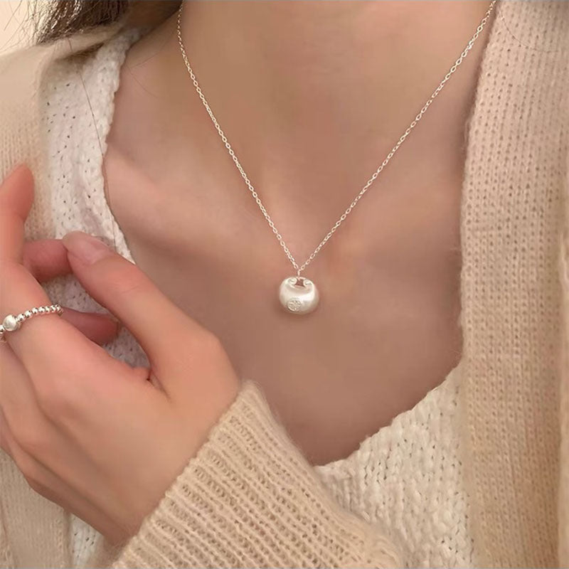 Sterling Silver Heart Pearl Necklace