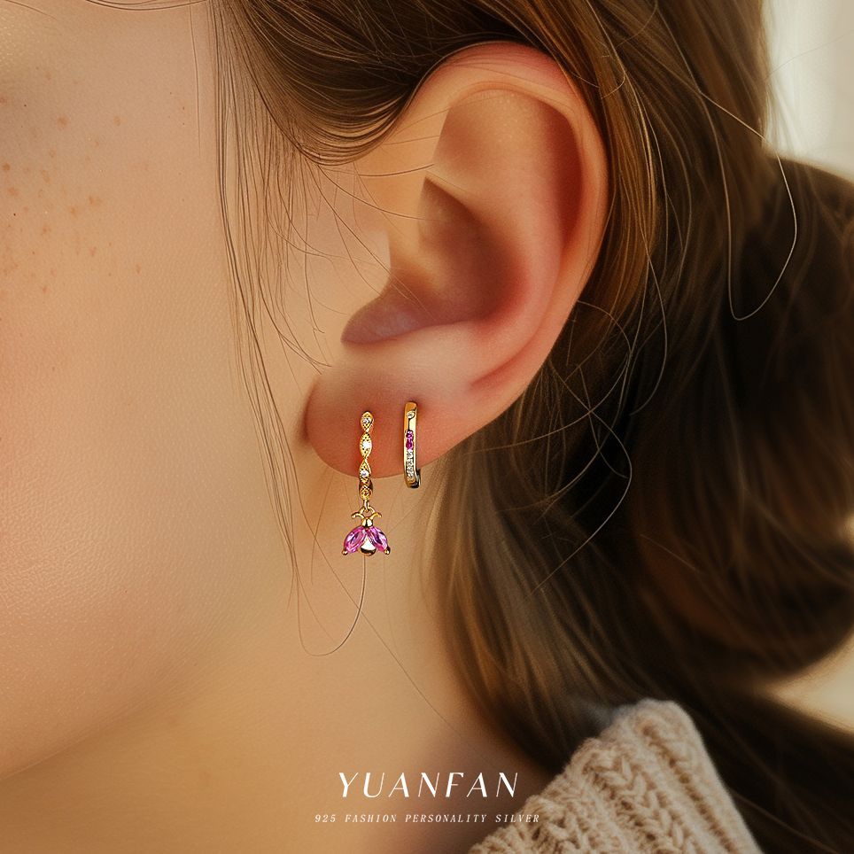 Sterling Silver Diamond Studded Drop Earrings