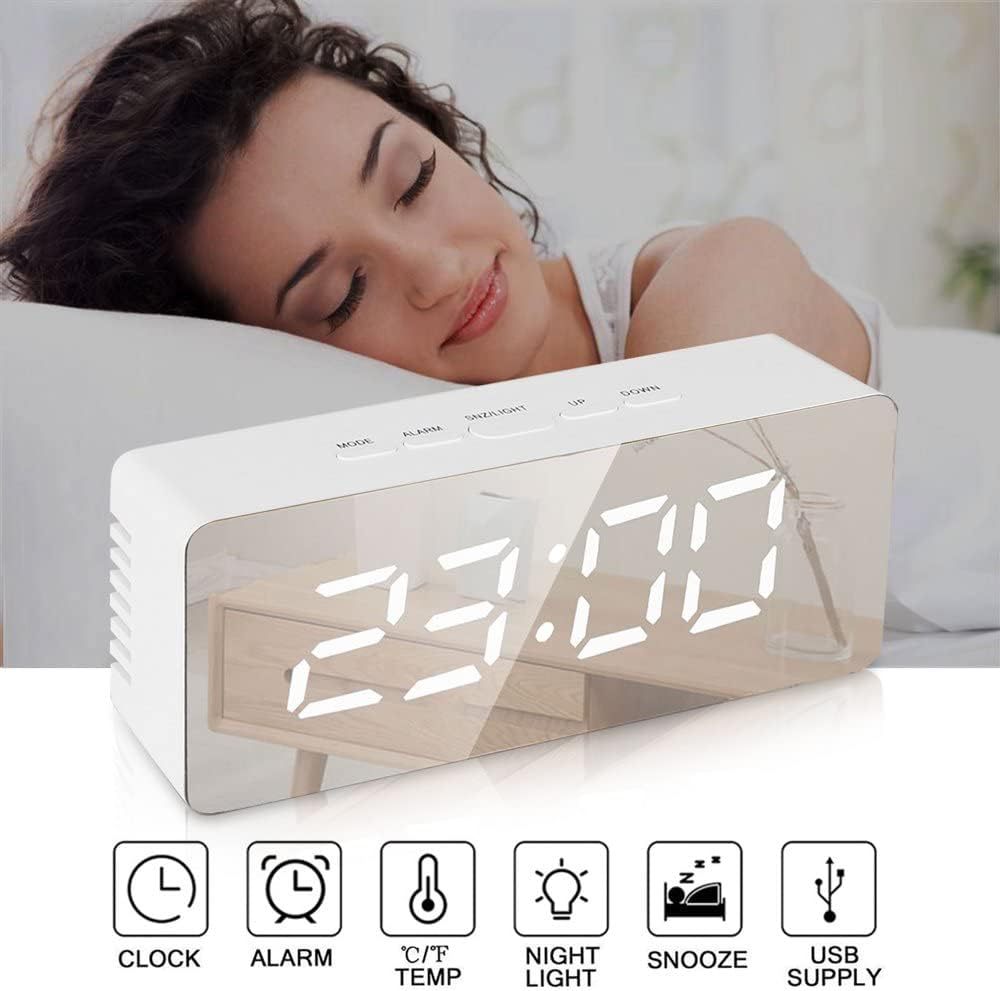 LED Digital Mirror Alarm Clock with Temperature Display
