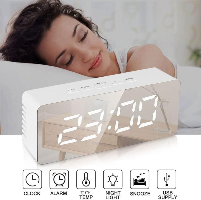 LED Digital Mirror Alarm Clock with Temperature Display