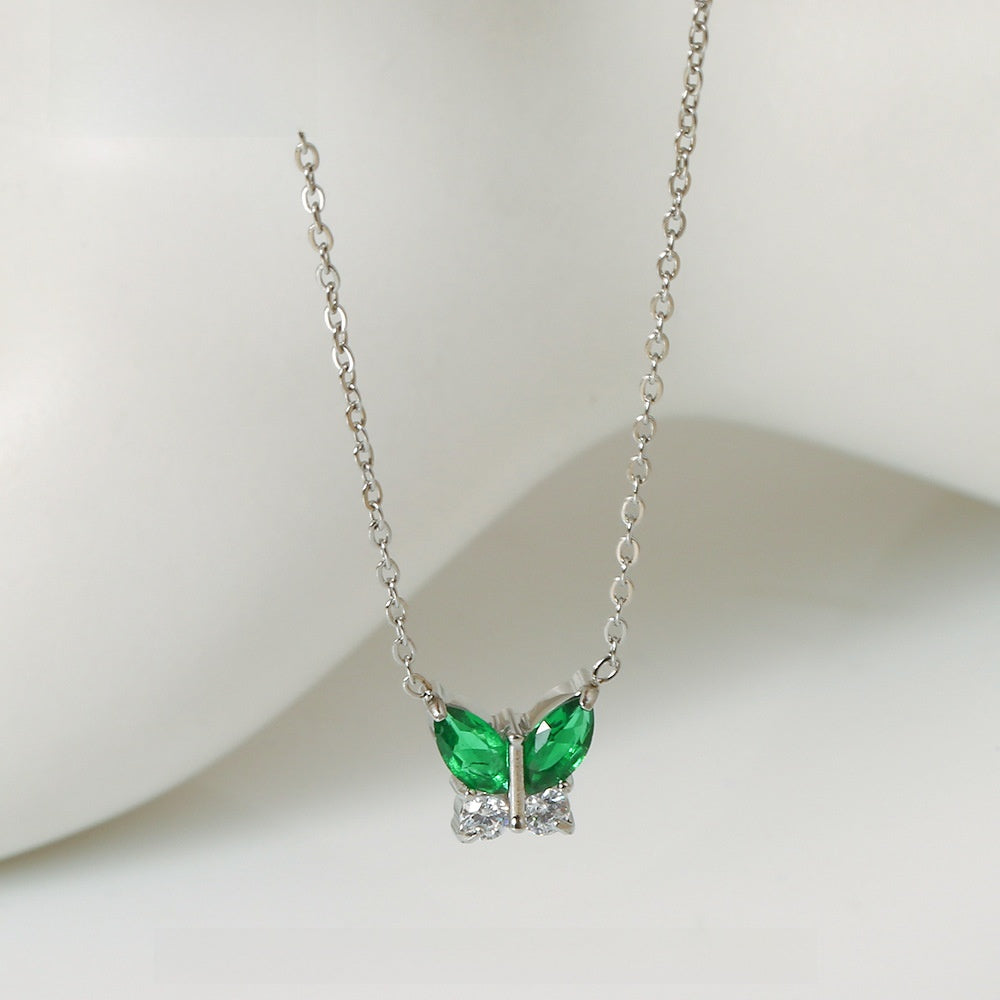 Butterfly Zircon Necklace Gold Plated Jewelry